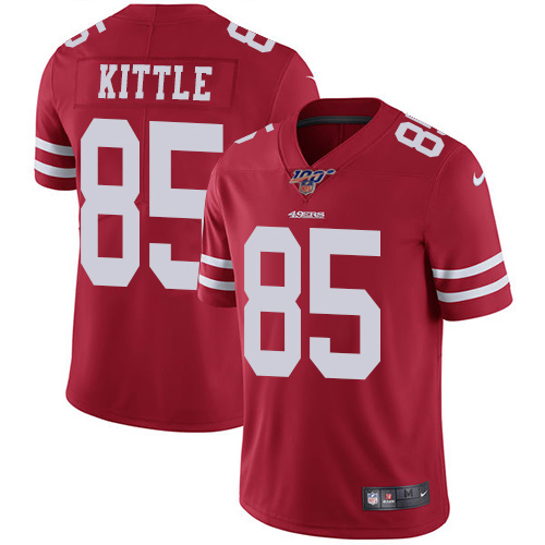 Men's San Francisco 49ers #85 George Kittle Red 2019 100th season Vapor Untouchable Limited Stitched NFL Jersey